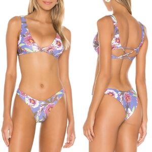 NWT L*Space Playa Top & Cabana Bitsy Bottoms 2 Pc. Bikini Set in Lost in…